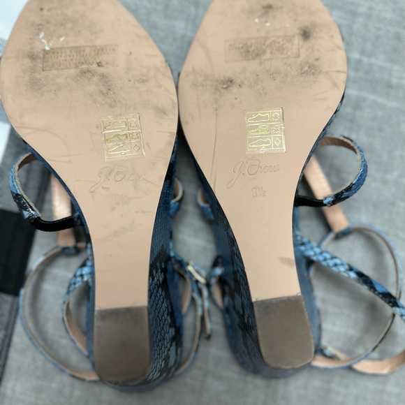 J. Crew T-Strap Wedges in Snake-Embossed Leather in Sky Blue - Picture 10 of 10